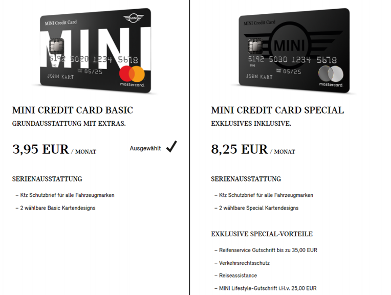 Mini Credit Card Special und Basic 